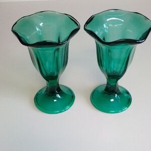 Green Fluted Glass Vases for Kitchen Decor